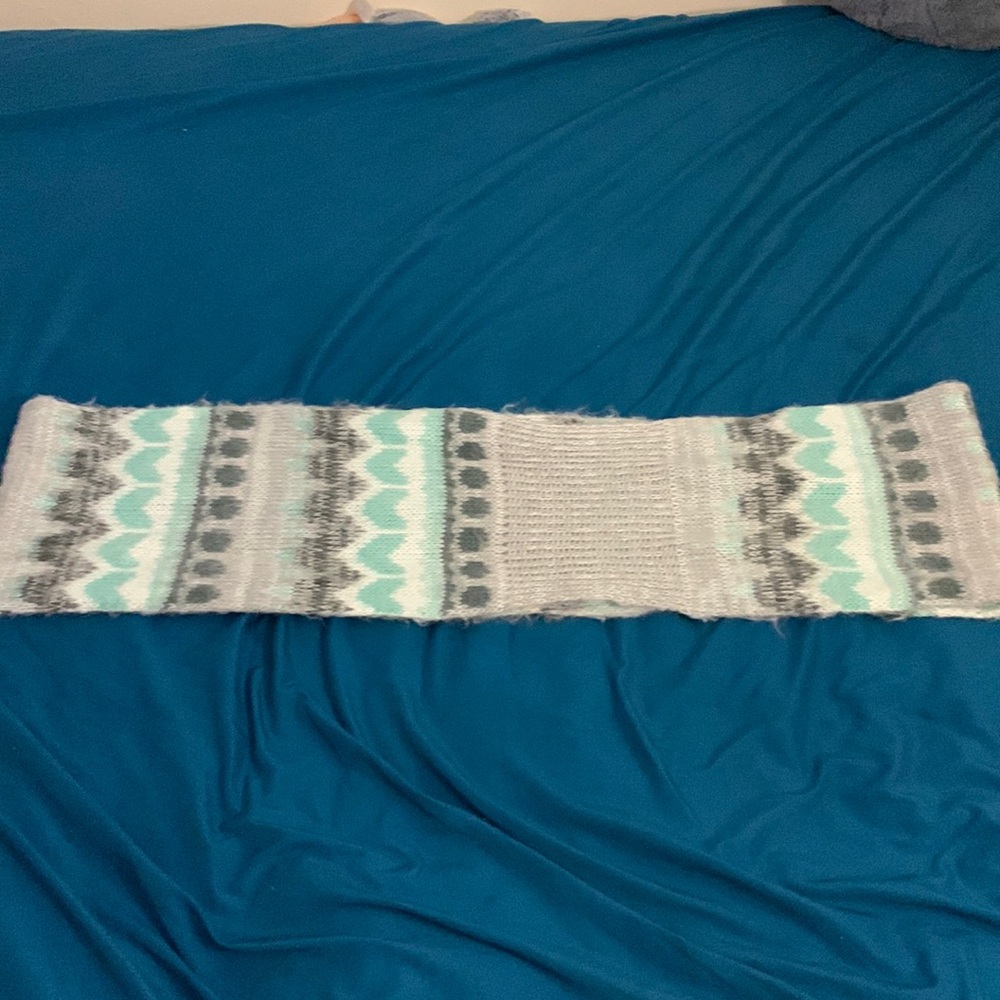 Wrap around scarf gray white mint color